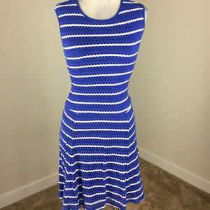 Cache XXS XS Royal Blue white Stripe Knit dress
